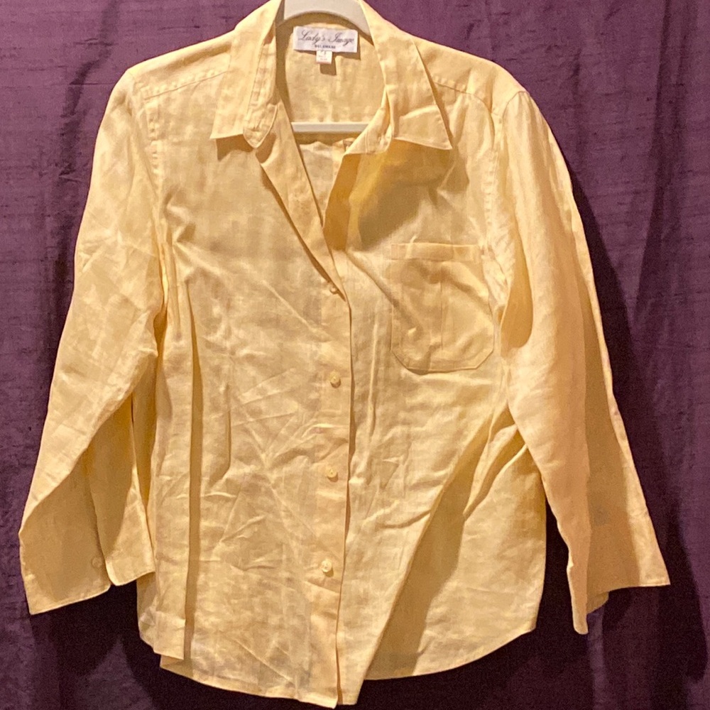 Pale Yellow Linen Button Down